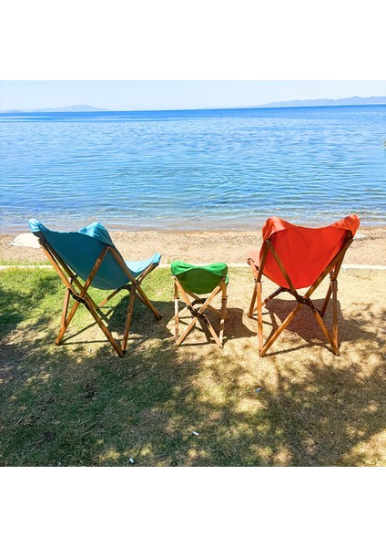 KIDS Ahşap Katlanır Kamp & Bahçe Sandalyesi – Antrasit Iskelet - Yeşil Kılıf indirimleri