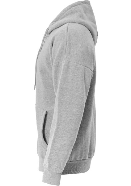 Fermuarlı Kapüşonlu Oversize Sweatshirt - Gri modelleri