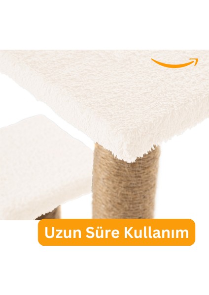 2'li Kedi Tırmalama Tahtası Peluş Kumaş Silinebilir Demonte 42 cm 2 Adımlı Zıplama ve Tırmalama Krem modelleri