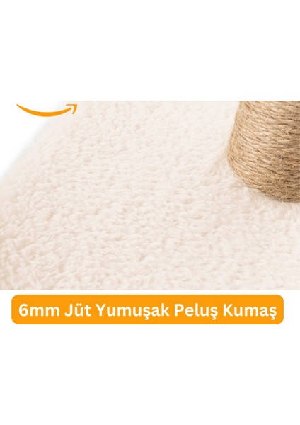 2'li Kedi Tırmalama Tahtası Peluş Kumaş Silinebilir Demonte 42 cm 2 Adımlı Zıplama ve Tırmalama Krem fırsatları