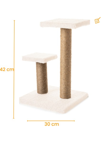 2'li Kedi Tırmalama Tahtası Peluş Kumaş Silinebilir Demonte 42 cm 2 Adımlı Zıplama ve Tırmalama Krem indirimleri