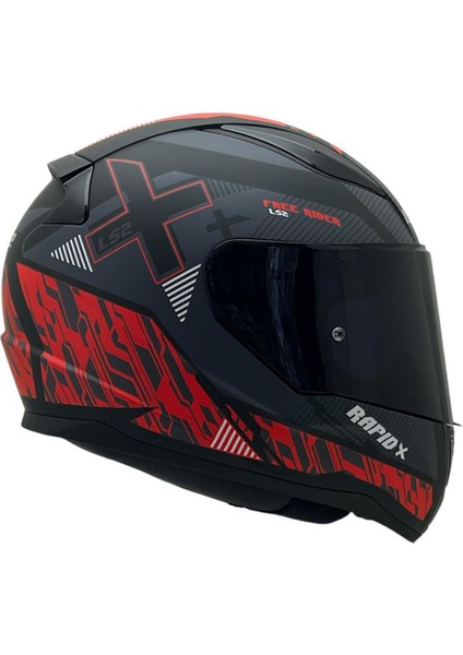 Rapıd 2 Xtreet Mat Siyah-Kırmızı Kask Siyah Cam