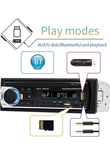 P520 Bluetooth Oto Teyp 2xusb Radyo Mp3 Aux