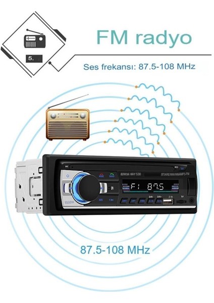 P520 Bluetooth Oto Teyp 2xusb Radyo Mp3 Aux