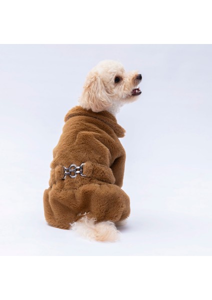 Kahverengi Paris Kedi Köpek Peluş Ceket