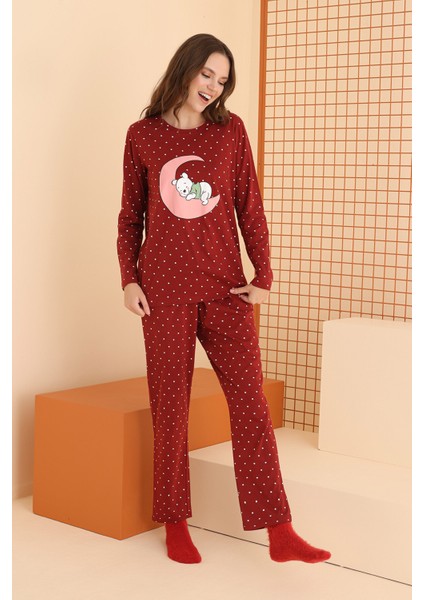 Bordo Winnie Pooh Pijama Takımı