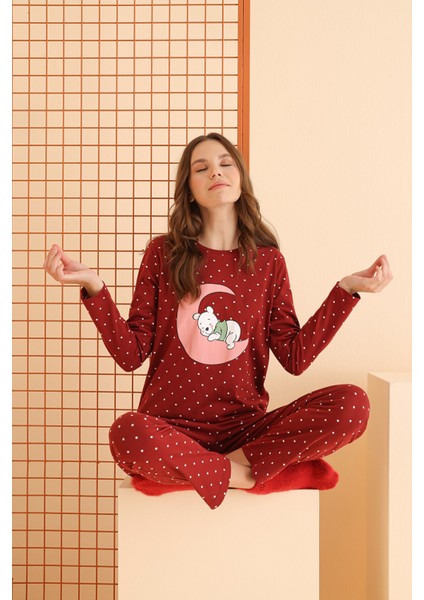 Bordo Winnie Pooh Pijama Takımı