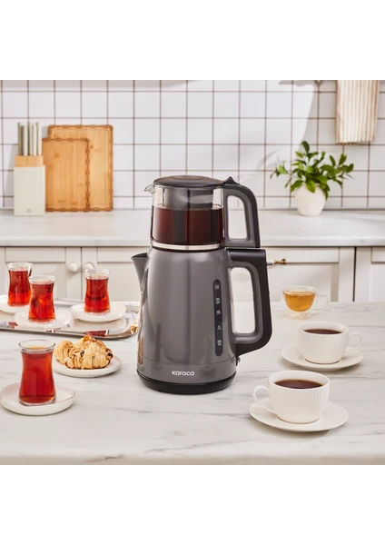 Mega Tea 1501 Cam Çay Makinesi Space Gray 1500 W