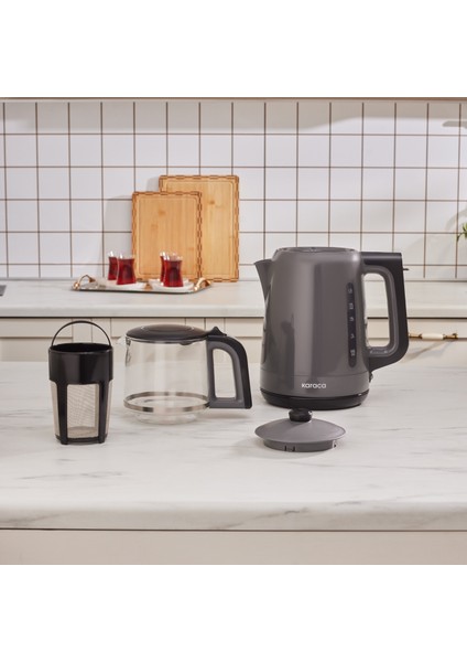 Mega Tea 1501 Cam Çay Makinesi Space Gray 1500 W