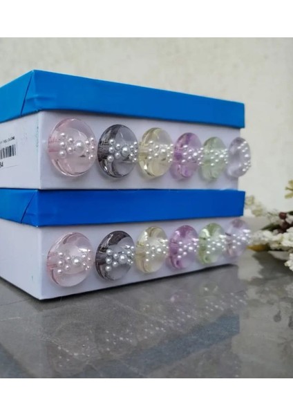 6 Adet 25 Mm Renkli İncili Fiyonk Motifli Crop Düğme fiyatları