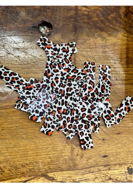3.50 x 1 cm Leopar Delikli Çanta Pulu Pul Payet