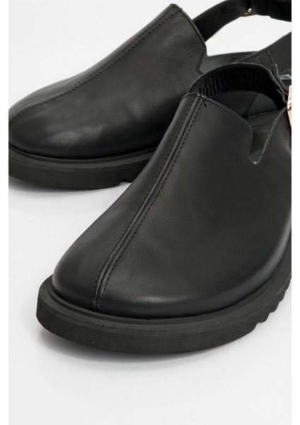 Laby Siyah Cilt Deri Kadın Sandalet modelleri