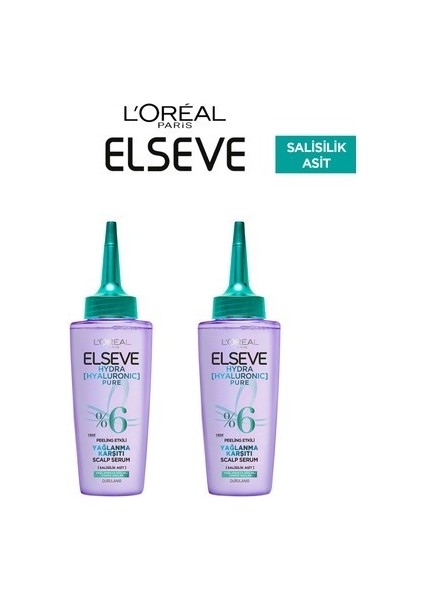 L'oréal Paris Elseve Hydra Pure Salisilik Asit İçeren Peeling Etkili Saç Derisi Serumu 102 ml x 2 adet