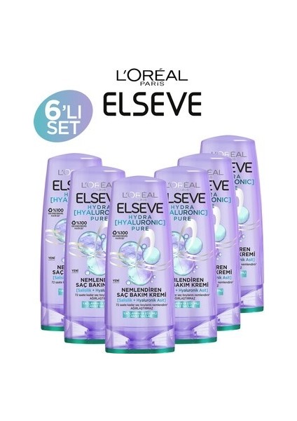 L'oréal Paris Elseve Hydra Pure Salisilik Asit İçeren Nemlendirici Saç Kremi 250 ml x 6 adet