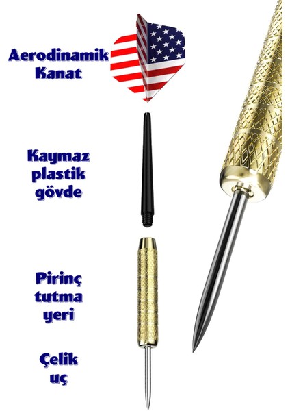 18" Inç Semi-Profesyonel Büyük Boy Dart Seti 6 Oklu Çift Taraflı Kalın Dart Tahtası Metal Dart 45 cm