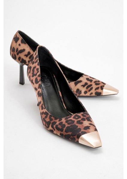 Moanda Siyah Sarı Desenli Kadın Ince Topuklu Ayakkabı