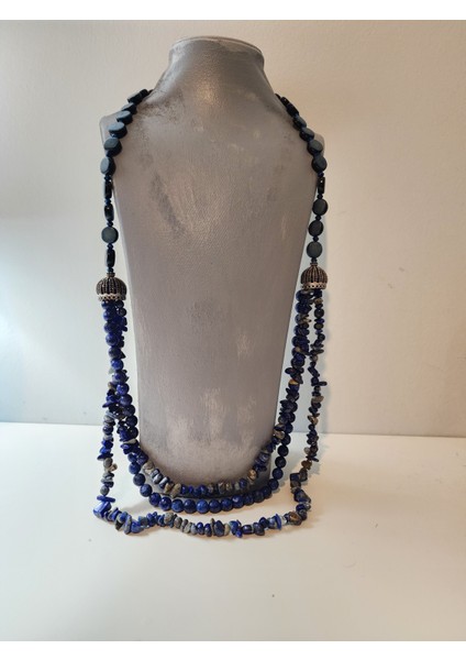 Lapis Lazuli ve Mavi Ceyt Orjinal Doğal Taş Kadın Kolye / Sağlık, Gençlik, Odaklanma ve Içhuzur - 75 cm Kolye Ebadı modelleri