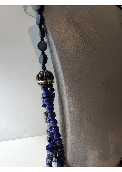 Lapis Lazuli ve Mavi Ceyt Orjinal Doğal Taş Kadın Kolye / Sağlık, Gençlik, Odaklanma ve Içhuzur - 75 cm Kolye Ebadı indirimleri