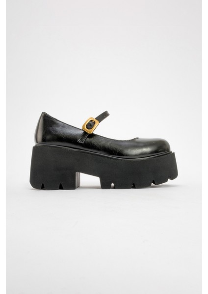 Linley Siyah Cilt Kadın Kalın Tabanlı Günlük Ayakkabı fırsatları