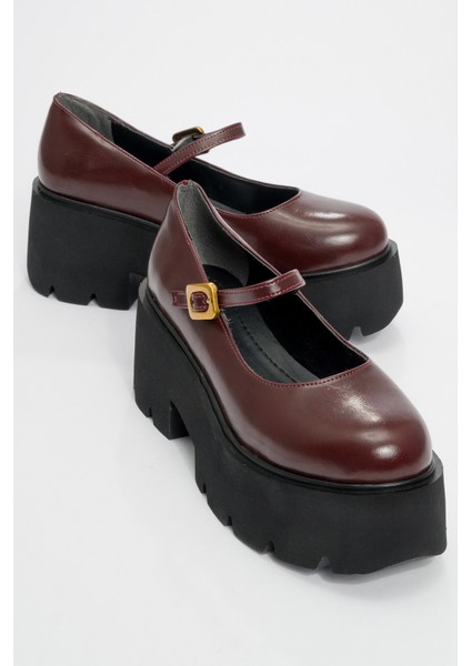 Linley Bordo Cilt Kadın Kalın Tabanlı Günlük Ayakkabı