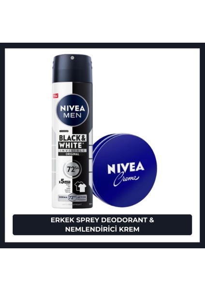Creme 30ml Ve Men Erkek Sprey Deodorant Black&White Invisible 150ml, 72saat Anti-Perspirant