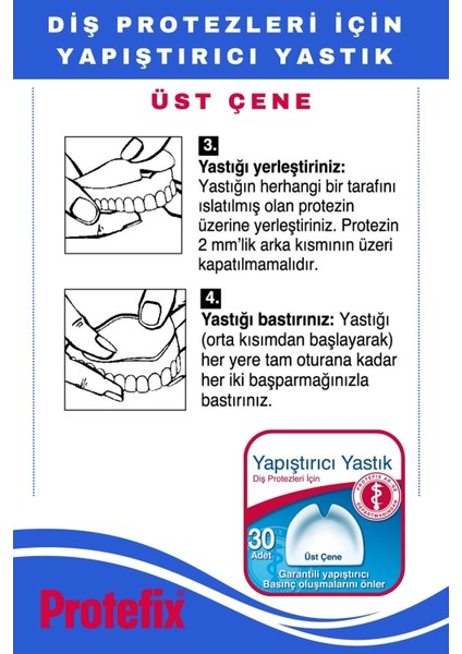 Üst Çene Yapıştırıcı Yastık 30'lu Paket