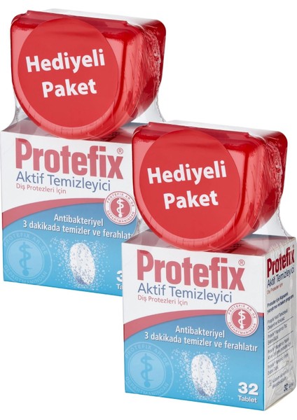 Diş Protezleri Temizleyici 32 Tablet + Protez Saklama 2'li Paket