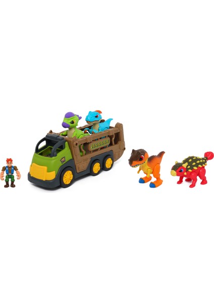 Happy Line Dino Troops Kids 4'lü Dino Transporter Truck