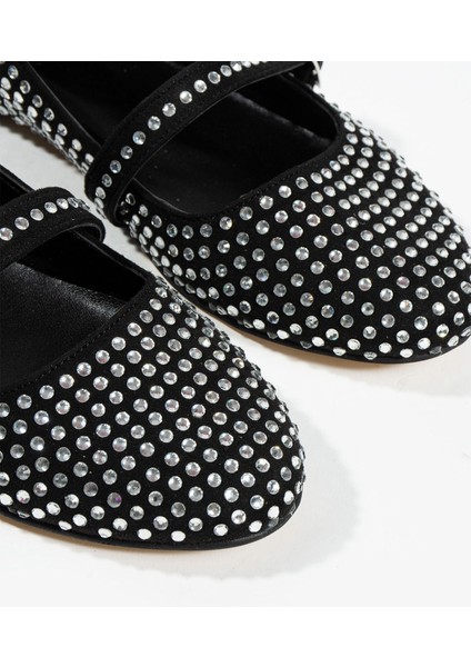 Kadın Baretli Taşlı Babet Ayakkabı Mary Jane Tevila Siyah fiyatları