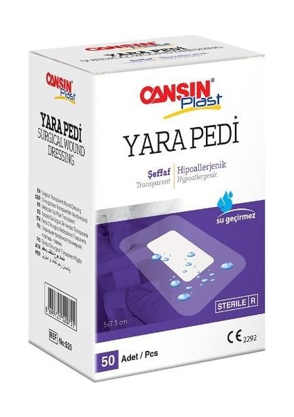 Cansınplast 5 cm x 7,5 cm Şeffaf Pedi Pu 520