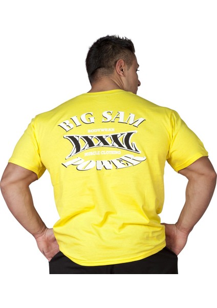 Sarı Büyük Beden Antrenman Tişörtü Big Sam 2580