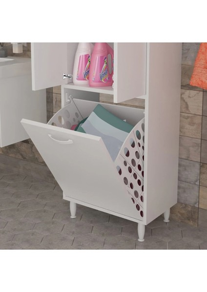 Kopya - Azzuri Home Infinity Kirli Çamaşır Sepetli Banyo Kiler Oyuncak Çok Amaçlı Dolap Azr-10-11 fiyatları