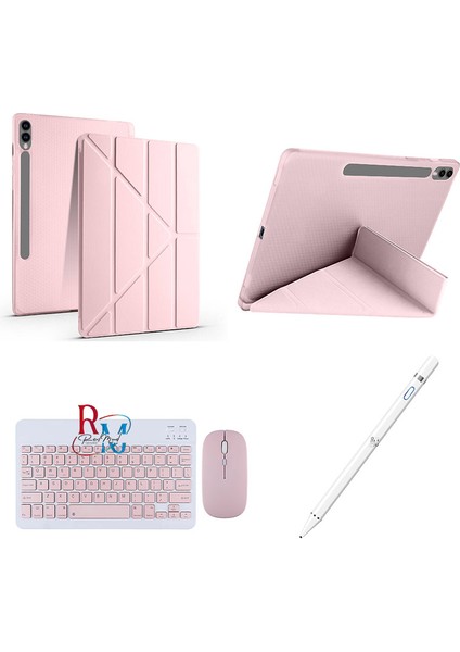 Samsung Galaxy Tab S9+/S9FE+ 12.4 Inç Uyumlu Standlı Kılıf Dokunmatik Kalem ve Klavye Mouse 3 Lü Set
