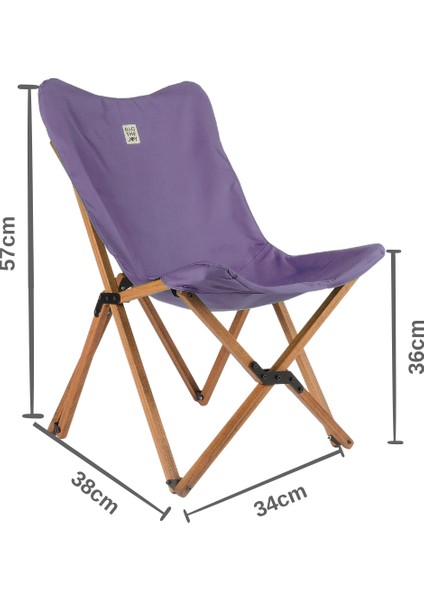 KIDS Ahşap Katlanır Kamp & Bahçe Sandalyesi – Kahverengi Iskelet - Mor Kılıf fiyatları