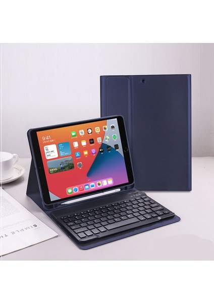 Apple Ipad 7.nesil 8.nesil 9.nesil 10.2 '' Uyumlu Bluetooth Özellikli Kalem Bölmeli Klavyeli Kılıf
