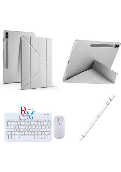 Samsung Galaxy Tab S9+/S9FE+ 12.4 Inç Uyumlu Standlı Kılıf Dokunmatik Kalem ve Klavye Mouse 3 Lü Set