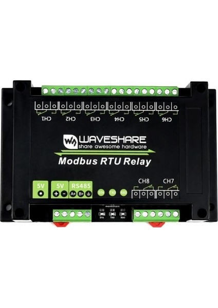 Endüstriyel 8 Kanallı Modbus Rtu Röle Modülü - RS485 Arayüzü