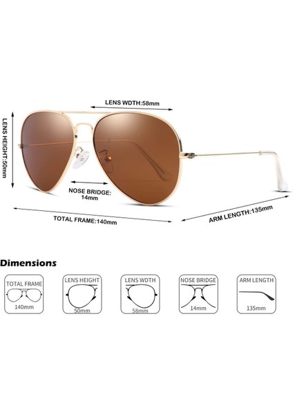 Tia Aviator Damla Model Metal Çerçeveli Rose_kahve Erkek Güneş Gözlüğü indirimleri