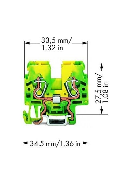 870-917 2 Iletkenli Topraklı Klemens 2,5 Mm² Yeşil-Sarı