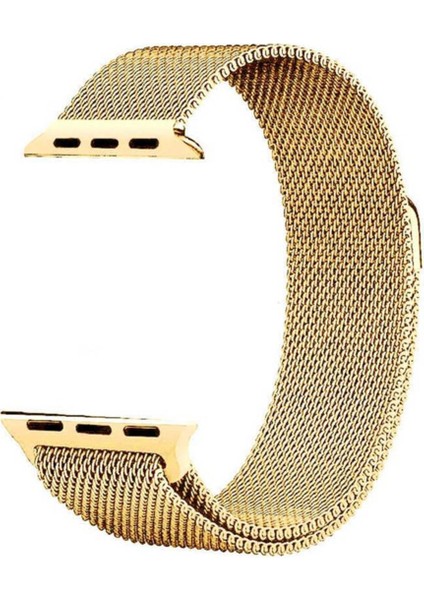 Apple Watch 9 45MM Kordon Hasır Metal KRD01 Gold