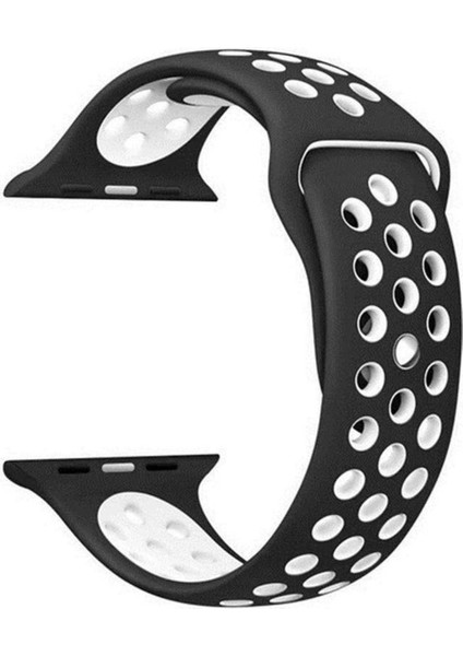 Apple Watch 7 45MM Kordon Delikli Çift Renk Silikon Beyaz