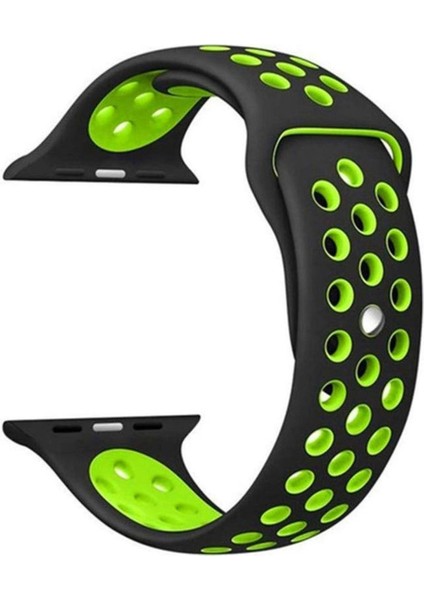 Apple Watch 7 45MM Kordon Delikli Çift Renk Silikon Yeşil