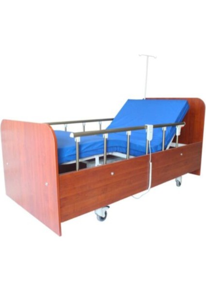 Sırt ve Ayak Kumanda Kısmı Kaldırılıp Indirilebilen 2 Motorlu Ahşap Hasta Karyolası
