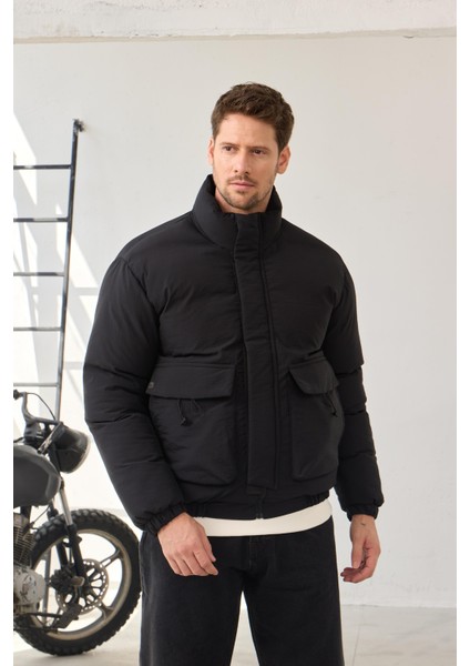 Erkek Torba Cepli Mont Siyah - 3821DNGR