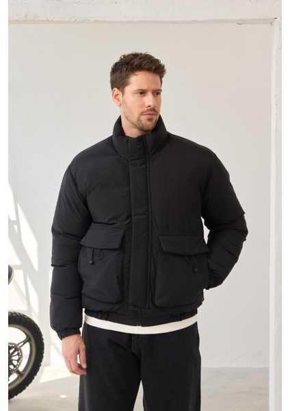 Erkek Torba Cepli Mont Siyah - 3821DNGR fırsatları