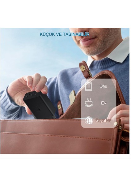 65W 2 PD - QC 3.0 3 Bağlantı Noktalı Usb-C Duvar Şarj Cihazı Süper Hızlı Şarj Cihazı Hızlı Adaptör