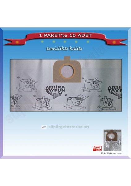 Arnica Tayfun Kağıt Süpürge Toz Torbası 10 Adet 201-0920