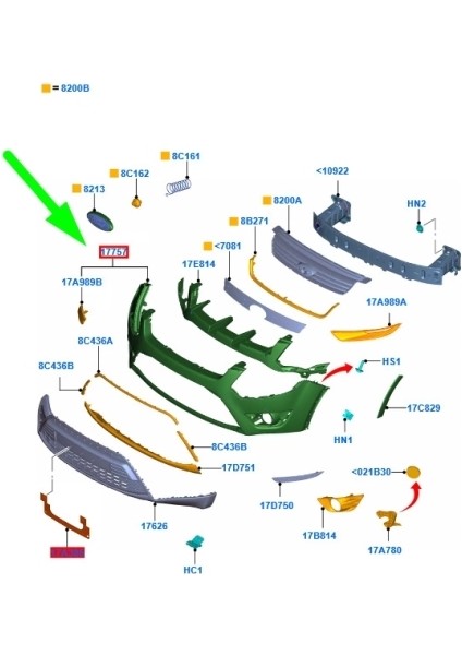Tampon Ön Ford Kuga Bm 08- (Oem No: 8V41 17757 Aexwaa)