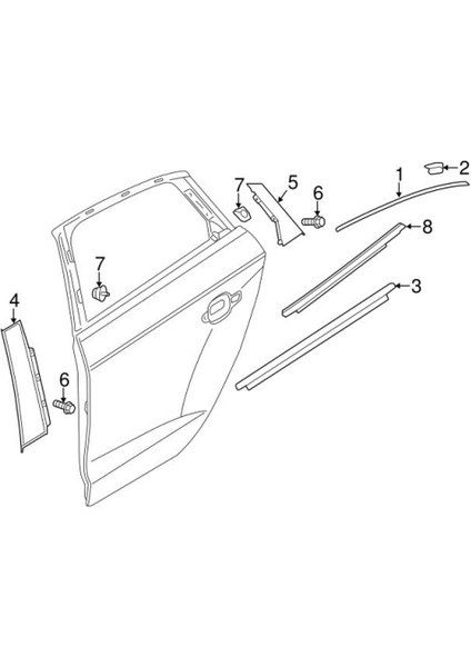 Cam Çıtası Arka Sağ Krom Vw A3 Bm 13- (Oem No: 8V5853764C2Zz)
