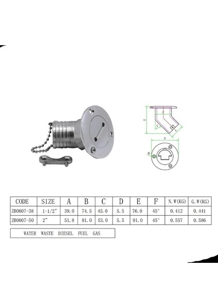 Water Dolum Kapağı Eğimli Krom 38MM